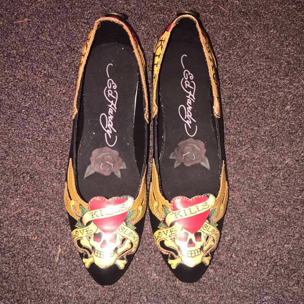 COPY - NWOT Ed Hardy Love Kills Slowly Black Flats
